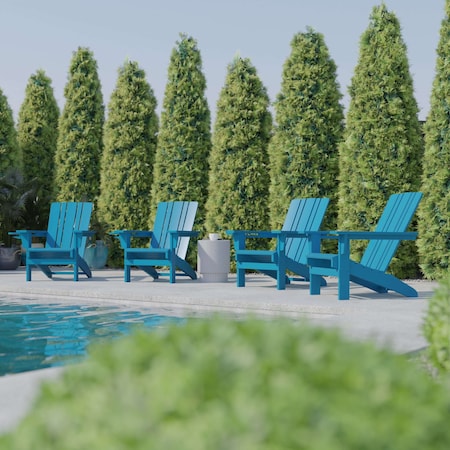 Flash Furniture Blue Adirondack Patio Chairs with Cupholder, 4PK 4-LE-HMP-1045-10-BL-GG